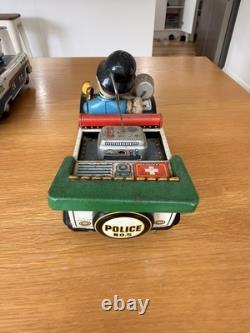 Vintage 1950s Nomura Police Car No. 5 Battery Tin Toy. Made in Japan