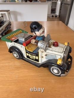 Vintage 1950s Nomura Police Car No. 5 Battery Tin Toy. Made in Japan