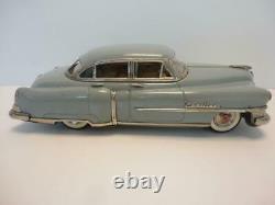 Vintage 1950s Tin Friction Car Cadillac Blue by Marusan Japan 12 Long RARE