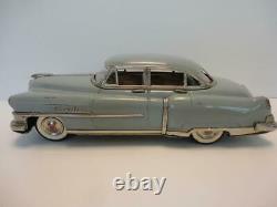 Vintage 1950s Tin Friction Car Cadillac Blue by Marusan Japan 12 Long RARE