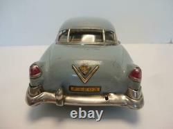 Vintage 1950s Tin Friction Car Cadillac Blue by Marusan Japan 12 Long RARE