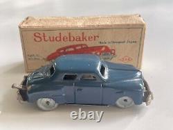 Vintage 1950s Wind-Up TOY CAR Studebaker with BOX Blue SINSEI Occupied Japan