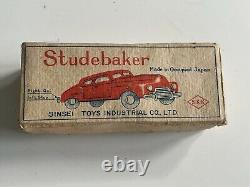 Vintage 1950s Wind-Up TOY CAR Studebaker with BOX Blue SINSEI Occupied Japan