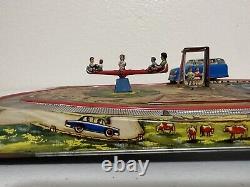 Vintage 1955 Technofix Tin Litho Wind-Up Cable Car Track Toy Pristine Conditio