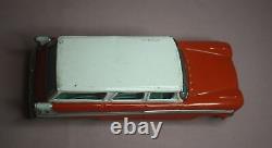 Vintage 1957 Bandai Plymouth Station Wagon Toy Tin Friction Car Orange White