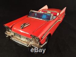 Vintage 1957 Ford Tin Litho Convertible Friction Toy Car HTC Japan Boys & Girls
