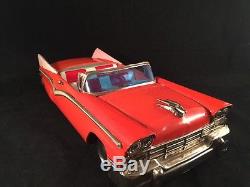 Vintage 1957 Ford Tin Litho Convertible Friction Toy Car HTC Japan Boys & Girls