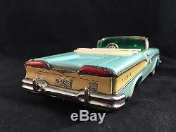 Vintage 1958 Edsel Tin Litho Friction 11 Tin Toy Car Haji Mansei Japan Tin Toy