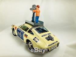 Vintage 1960 Tin Litho Porsche Japan B/O Tin Toy Car World News Works Original
