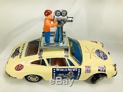 Vintage 1960 Tin Litho Porsche Japan B/O Tin Toy Car World News Works Original