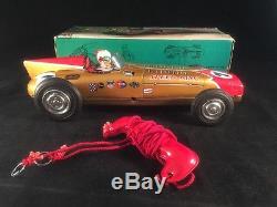 Vintage 1960 Tin Litho Speed King Race Car Tin Driver B/O U-Control Japan Box