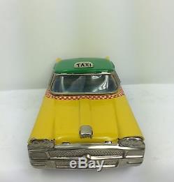 Vintage 1960 Tin Litho Taxi CAB Friction Tin Toy Car SSS JAPAN Cragstan