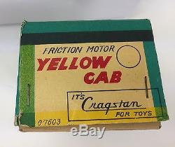 Vintage 1960 Tin Litho Taxi CAB Friction Tin Toy Car SSS JAPAN Cragstan