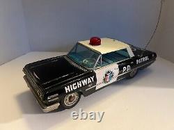 Vintage 1960's Chevrolet Impala Battery Operated Police Car. Tin Toy-Working