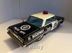 Vintage 1960's Chevrolet Impala Battery Operated Police Car. Tin Toy-Working