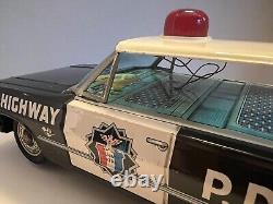 Vintage 1960's Chevrolet Impala Battery Operated Police Car. Tin Toy-Working