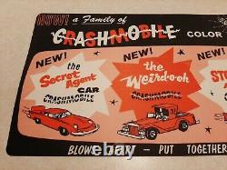 Vintage 1960's Crashmobile Cars Plastic Display Sign Tri-Play Toys 17.5 X 8 V