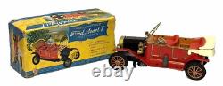 Vintage 1960's Ford Model T Convertible Battery Operated Tin Plate WithBox (H)