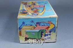 Vintage 1960s J. Hoefler Germany Tin Windup Toy Carnival Car Lift Ride In Box