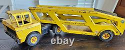 Vintage 1960s Mighty Tonka Car Carrier in Yellow, Great piece for restoration