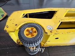 Vintage 1960s Mighty Tonka Car Carrier in Yellow, Great piece for restoration