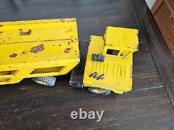 Vintage 1960s Mighty Tonka Car Carrier in Yellow, Great piece for restoration