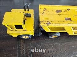 Vintage 1960s Mighty Tonka Car Carrier in Yellow, Great piece for restoration