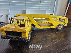 Vintage 1960s Mighty Tonka Car Carrier in Yellow, Great piece for restoration