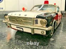 Vintage 1965 Ford Mustang Fastback Tin Friction Highway Patrol Car Police Toy16