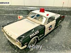 Vintage 1965 Ford Mustang Fastback Tin Friction Highway Patrol Car Police Toy16