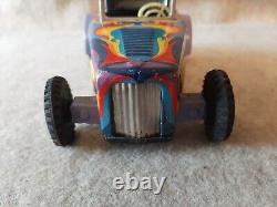 Vintage 1965 MARX Tin Toy Hot Rod Roadster Car Retro Art Style design Body