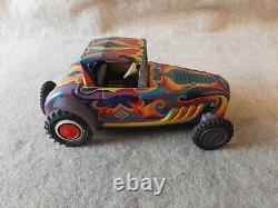 Vintage 1965 MARX Tin Toy Hot Rod Roadster Car Retro Art Style design Body