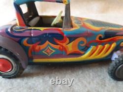 Vintage 1965 MARX Tin Toy Hot Rod Roadster Car Retro Art Style design Body