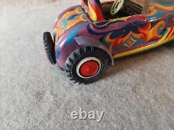 Vintage 1965 MARX Tin Toy Hot Rod Roadster Car Retro Art Style design Body