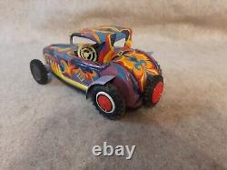 Vintage 1965 MARX Tin Toy Hot Rod Roadster Car Retro Art Style design Body