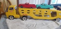 Vintage 1967 Tonka 26 Yellow Car Carrier With3 Correct Cars Shelf I4