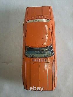 Vintage 1968 FORD THUNDERBIRD COUPE Orange Tin Friction Toy Car by Ichiko Japan