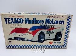 Vintage 70s Asakusa Toys Japan B/O Texaco Marlboro McLaren Race Car NOS Yonezawa