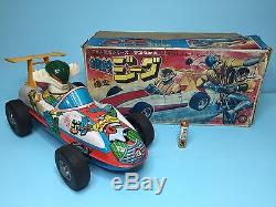 Vintage 70s Masudaya BIG Friction Tin Car JEEG GEAG Modern Toys popy bullmark