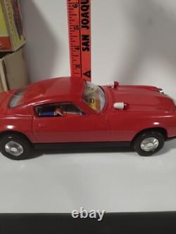 Vintage ASAHI Chevrolet Camaro LT Red Tin Car Battery Operated Japan RARE