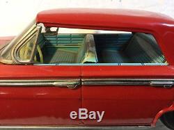 Vintage ATC Asahi Japan Tin Friction Car 1962 Chevrolet Chevy 4 Door Impala Red