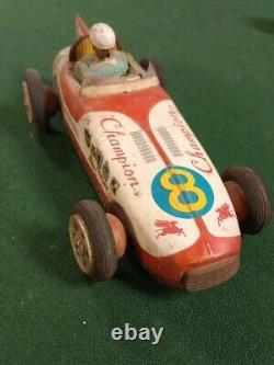 Vintage ATC Asahi Japan Tin Friction Champion 8 Mobilgas Firestone Race Car Toy