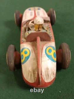 Vintage ATC Asahi Japan Tin Friction Champion 8 Mobilgas Firestone Race Car Toy