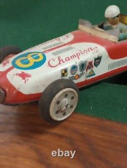 Vintage ATC Asahi Japan Tin Friction Champion 8 Mobilgas Firestone Race Car Toy