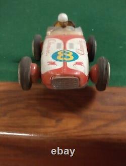 Vintage ATC Asahi Japan Tin Friction Champion 8 Mobilgas Firestone Race Car Toy