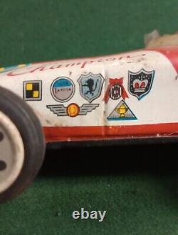 Vintage ATC Asahi Japan Tin Friction Champion 8 Mobilgas Firestone Race Car Toy