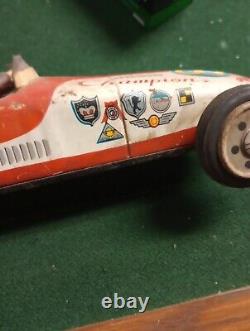 Vintage ATC Asahi Japan Tin Friction Champion 8 Mobilgas Firestone Race Car Toy