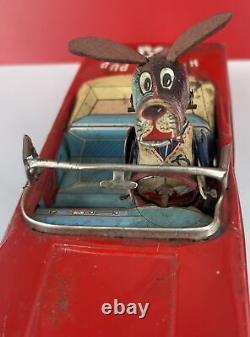 Vintage Alps Japan Tin Happy Pup Car Friction 8 Works Sporadically Ford Convert