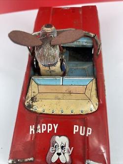 Vintage Alps Japan Tin Happy Pup Car Friction 8 Works Sporadically Ford Convert