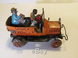 Vintage Amos & Andy Tin Wind-up Car With Box And Insert Card with Cutouts
